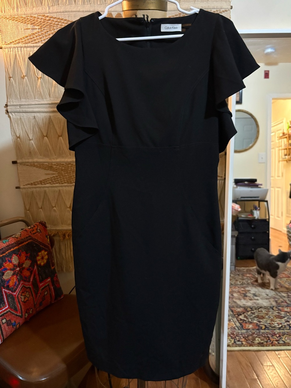 Calvin Klein Ruffle Sleeve LBD